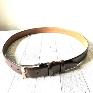 34 Real Leather Belt Brushed Nickel tone belt 1-1/8” wide Hand Made in Italy
